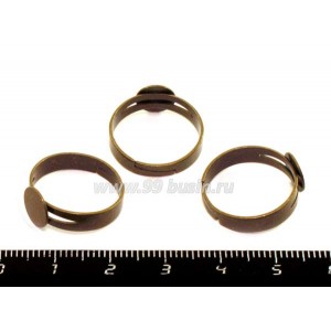 Основа для кольца с круглой площадкой,  площадка 8 мм, цвет бронза, 1 штука