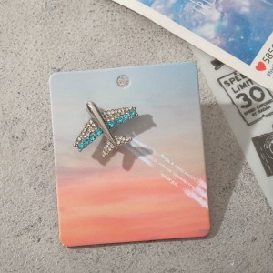 Брошь "Самолёт" летящий, цвет бело-голубой, цвет серебристый