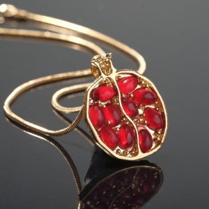 Кулон гранат, цвет бордовый, цвет золотистый, L= 45 см