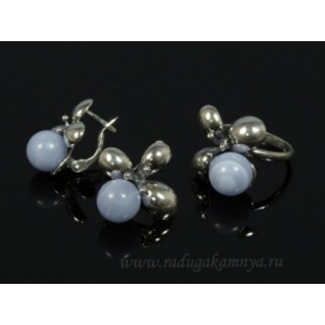 Кольцо и серьги с голубым агатом (имитация) ( сапфирин )
