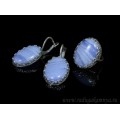 Кольцо и серьги с голубым агатом (имитация) ( сапфирин )