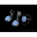 Кольцо и серьги с голубым агатом (имитация) ( сапфирин )