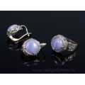 Кольцо и серьги с голубым агатом (имитация) ( сапфирин )
