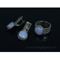 Кольцо и серьги с голубым агатом (имитация) ( сапфирин )