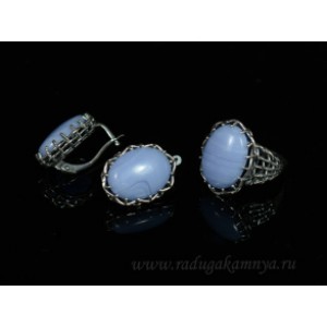 Кольцо и серьги с голубым агатом (имитация) ( сапфирин ) Кольцо и серьги с голубым агатом (имитация) ( сапфирин )
