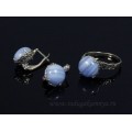 Кольцо и серьги с голубым агатом (имитация) ( сапфирин )