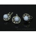 Кольцо и серьги с голубым агатом (имитация) ( сапфирин )