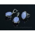 Кольцо и серьги с голубым агатом (имитация) ( сапфирин )