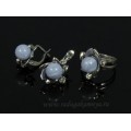 Кольцо и серьги с голубым агатом (имитация) ( сапфирин )