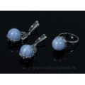 Кольцо и серьги с голубым агатом (имитация) ( сапфирин )