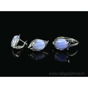 Кольцо и серьги с голубым агатом (имитация) ( сапфирин )