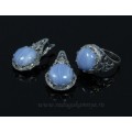 Кольцо и серьги с голубым агатом (имитация) ( сапфирин )