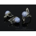 Кольцо и серьги с голубым агатом (имитация) ( сапфирин )
