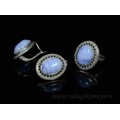 Кольцо и серьги с голубым агатом (имитация) ( сапфирин )
