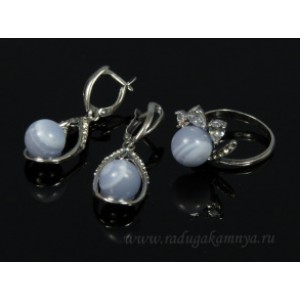 Кольцо и серьги с голубым агатом (имитация) ( сапфирин ) Кольцо и серьги с голубым агатом (имитация) ( сапфирин )