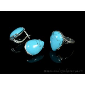 Кольцо и серьги с бирюзой (имитация) Кольцо и серьги с бирюзой (имитация)