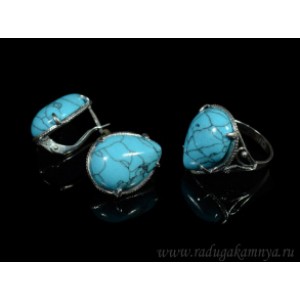 Кольцо и серьги с бирюзой (имитация)
