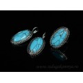 Кольцо и серьги с бирюзой ( (имитация) )