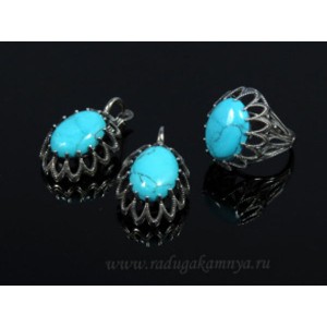 Кольцо и серьги с бирюзой ( (имитация) ) Кольцо и серьги с бирюзой ( (имитация) )