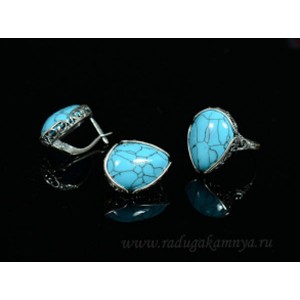 Кольцо и серьги с бирюзой ( (имитация) ) Кольцо и серьги с бирюзой ( (имитация) )