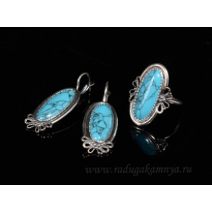 Кольцо и серьги с бирюзой ( (имитация) )