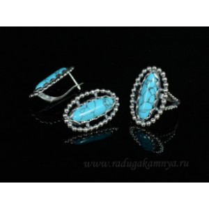 Кольцо и серьги с бирюзой ( (имитация) )