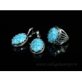 Кольцо и серьги с бирюзой ( (имитация) )