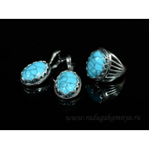 Кольцо и серьги с бирюзой ( (имитация) ) Кольцо и серьги с бирюзой ( (имитация) )
