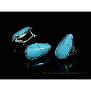 Кольцо и серьги с бирюзой ( (имитация) ) . Кольцо и серьги с бирюзой ( (имитация) ) .