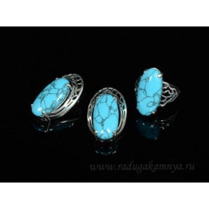 Кольцо и серьги с бирюзой ( (имитация) ) Кольцо и серьги с бирюзой ( (имитация) )