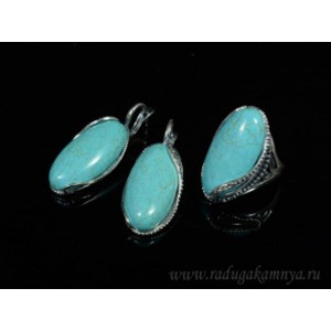 Кольцо и серьги с бирюзой ( (имитация) )