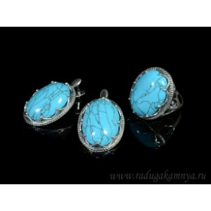Кольцо и серьги с бирюзой ( (имитация) )