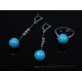 Кольцо и серьги с бирюзой ( (имитация) )