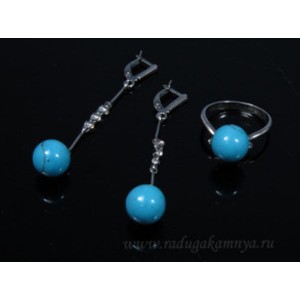 Кольцо и серьги с бирюзой ( (имитация) )