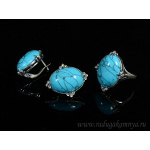 Кольцо и серьги с бирюзой ( (имитация) )