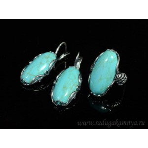 Кольцо и серьги с бирюзой ( (имитация) ) Кольцо и серьги с бирюзой ( (имитация) )