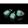 Кольцо и серьги с бирюзой (имитация)  .
