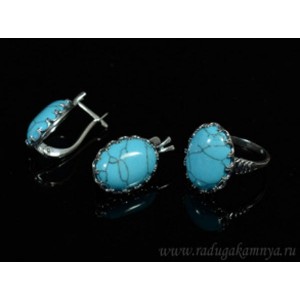 Кольцо и серьги с бирюзой (имитация)