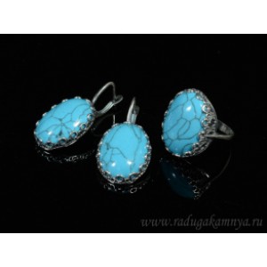 Кольцо и серьги с бирюзой (имитация)