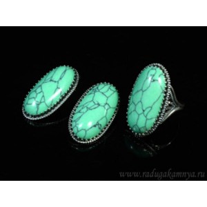 Кольцо и серьги с бирюзой (имитация)