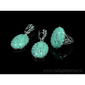 Кольцо и серьги с бирюзой (имитация) Кольцо и серьги с бирюзой (имитация)