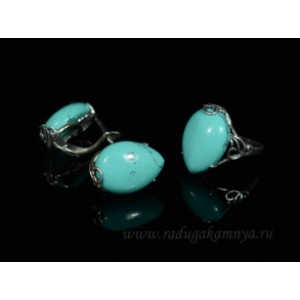Кольцо и серьги с бирюзой (имитация)