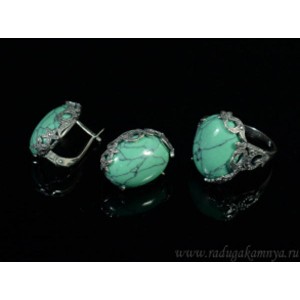 Кольцо и серьги с бирюзой (имитация)