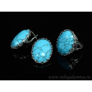 Кольцо и серьги с бирюзой (имитация)