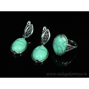 Кольцо и серьги с бирюзой (имитация)