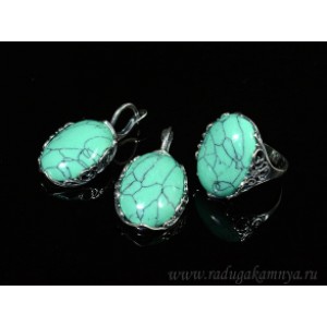 Кольцо и серьги с бирюзой (имитация) Кольцо и серьги с бирюзой (имитация)