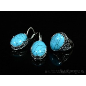 Кольцо и серьги с бирюзой (имитация)