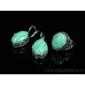 Кольцо и серьги с бирюзой (имитация) .