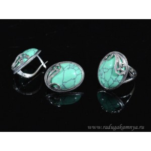 Кольцо и серьги с бирюзой (имитация)