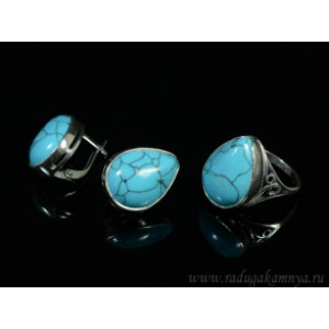 Кольцо и серьги с бирюзой (имитация) Кольцо и серьги с бирюзой (имитация)